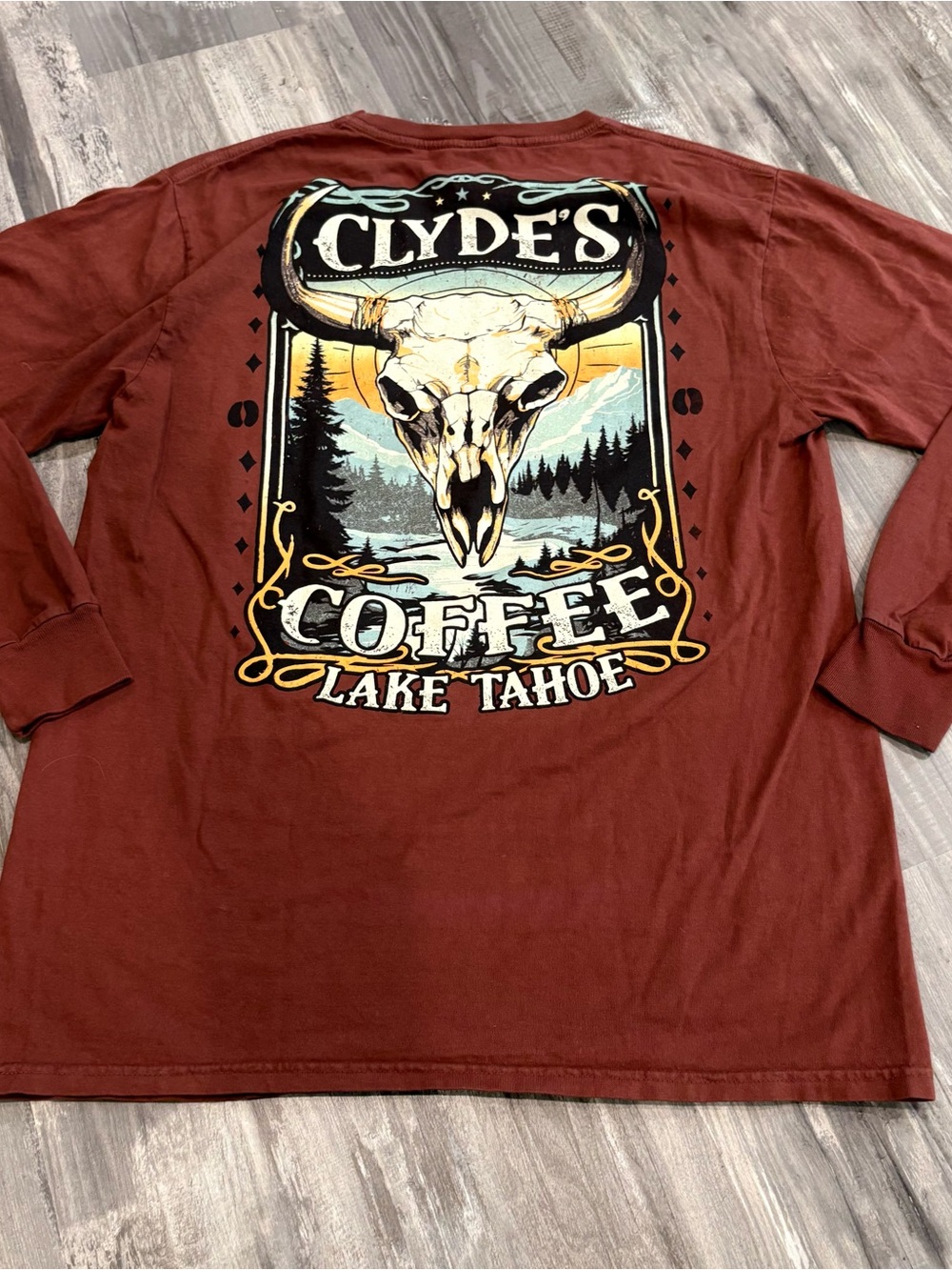 New Longhorn Bull Western Style Long Sleeve Rust Colored Mens Shirt SZ M
